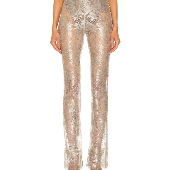 Coperni Silver Flare Pants with Metallic Shine